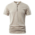 Men's slub cotton short sleeve T-shirt in denim blue, shown laid flat.