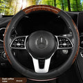 Universal car steering wheel cover in crystal leather-look finish, round or D type, black red colourway