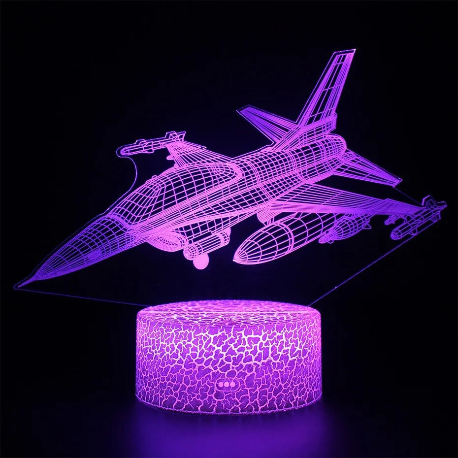 Airplane cartoon night light with acrylic shade and LED illumination for corridors and rooms