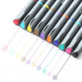 Pack of ten black hook line technical drawing pens with 0.38mm fine tips on a white surface.