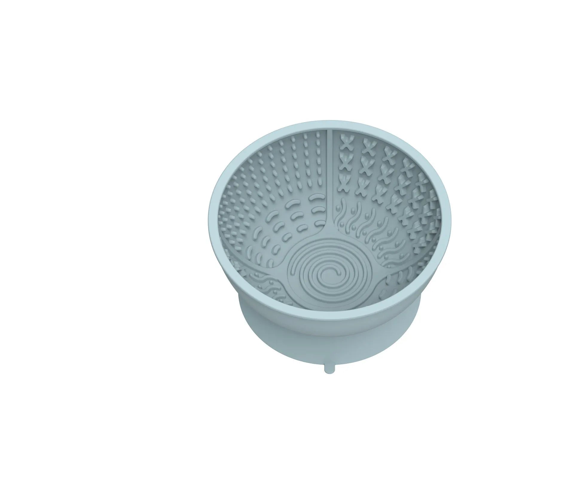Cyan silicone pet licking mat bowl with suction cup base for slow feeding dogs and cats