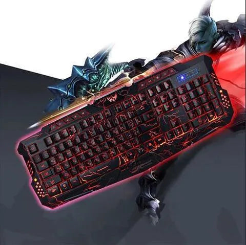 3-colour LED gaming keyboard M200 with blue purple red backlight, black, ergonomic S-shape