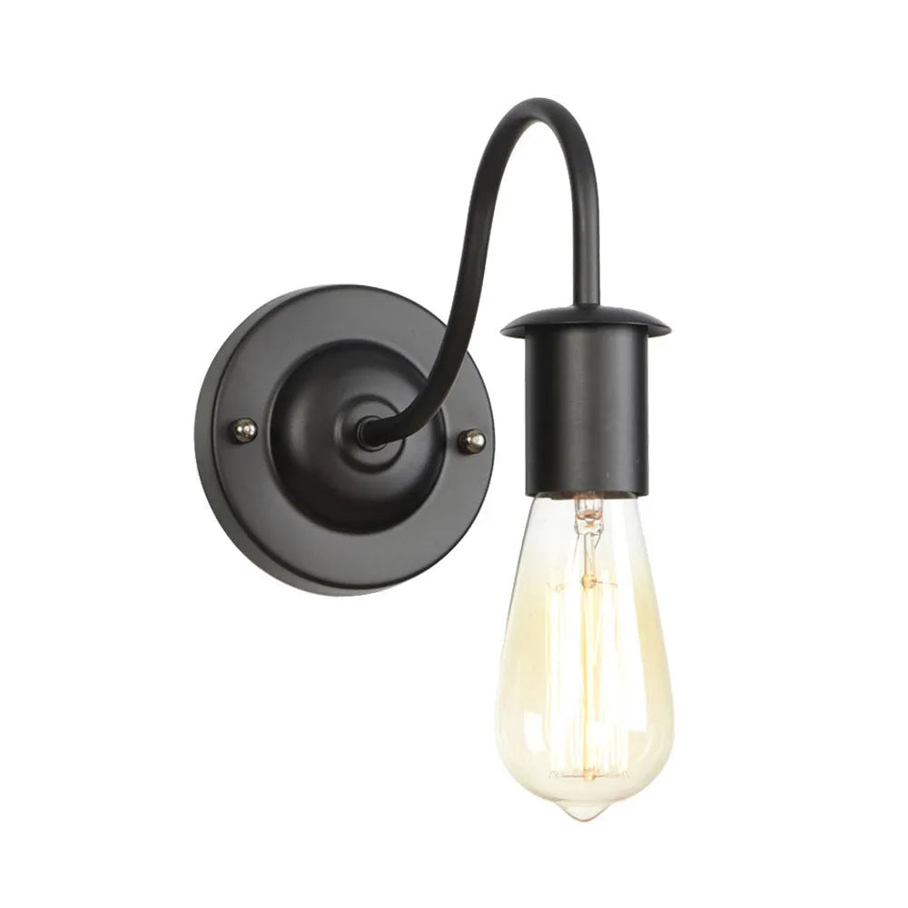 Antique black decorative wall lamp with iron lampshade and E27 lamp cap for stairway, 110-240V