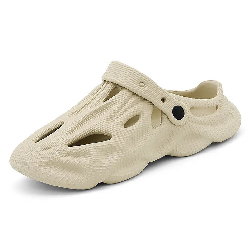 Pair of EVA soft men's summer beach shoes in black, grey, white, or khaki, slip-on style, sizes 39-44