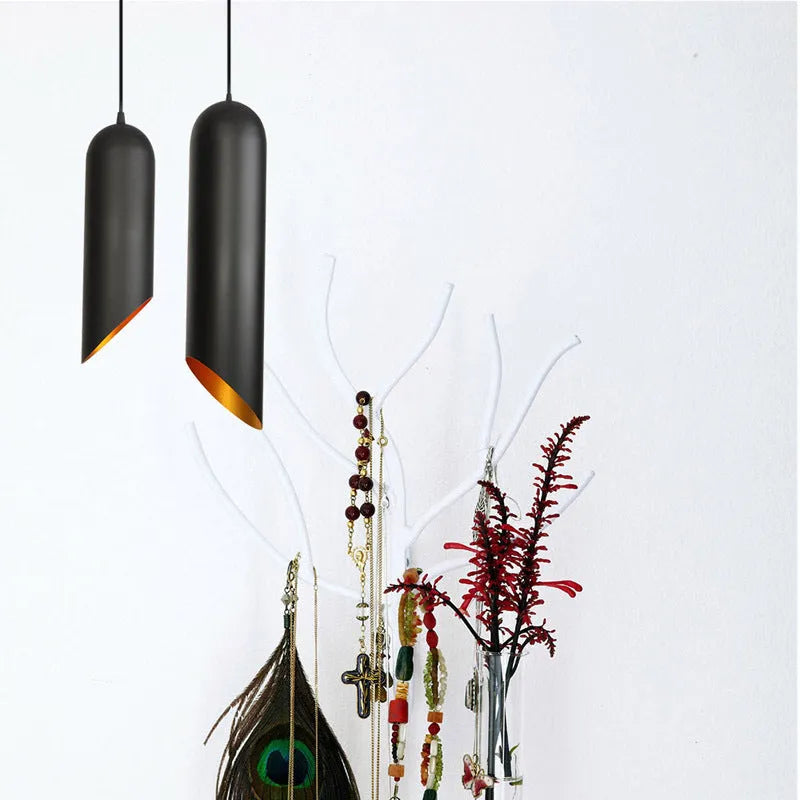 Matte black retro iron art chandelier with intricate frame, shown in long and short hanging versions.