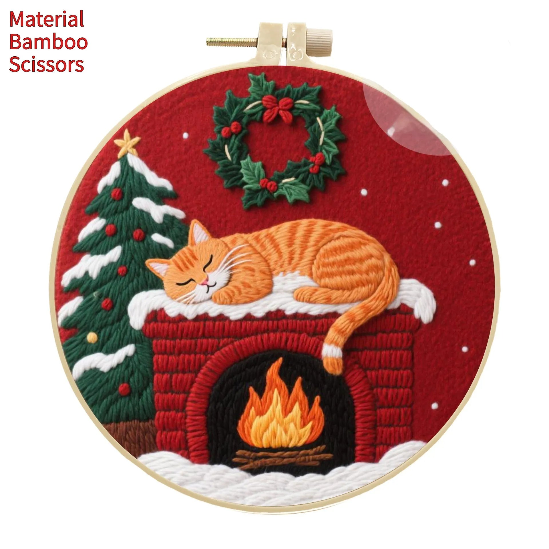 Embroidery DIY material package for autumn fruit patterns on cotton and linen fabric with optional frame and scissors.