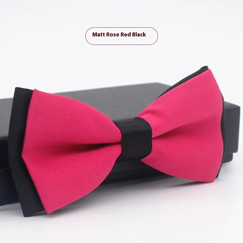 Solid colour flat head polyester bow tie for formal wear and weddings
