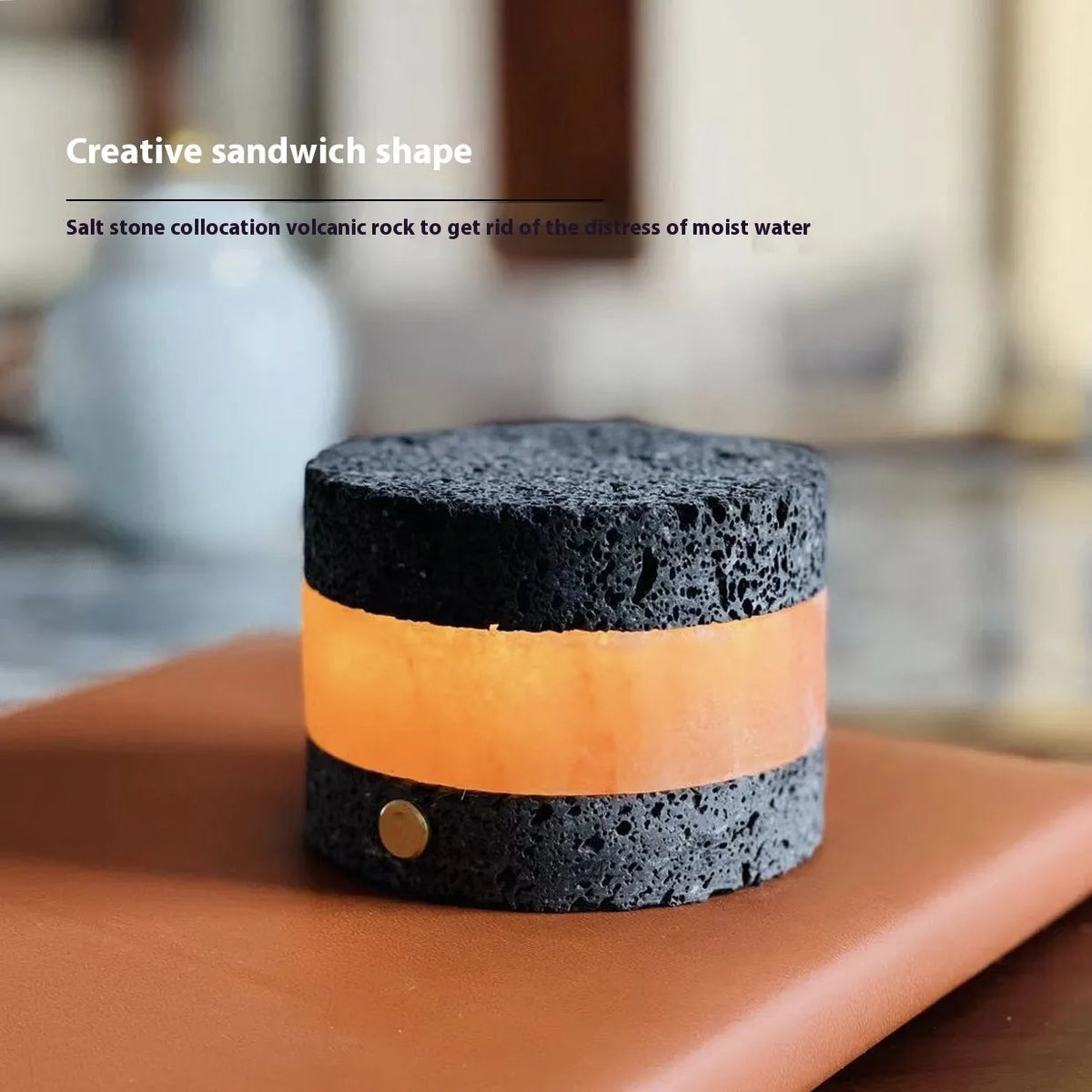Orange volcanic rock USB night lamp with touch dimming and essential oil feature