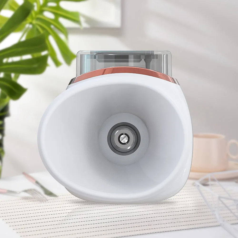 White or purple household eye humidifier device with lithium battery operation and USB charging cable