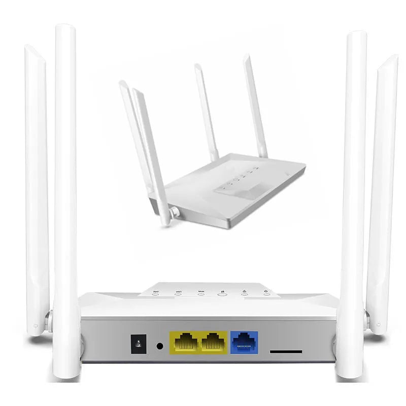 White 300Mbps wireless router home card with compact 86.5mm dimensions and TDD-LTE support