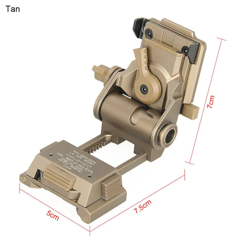 Metal alloy L4 G24 NVG fast helmet mount with OPS breakaway base in strong dark earth colour
