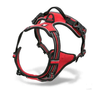 Truelove reflective nylon dog harness in orange with 3M webbing and back handle on a white background