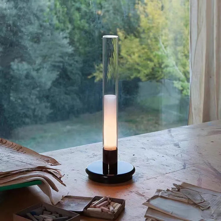 Creative candlelight table lamp, Nordic style black finish, with tricolor and warm light options for desktop night light