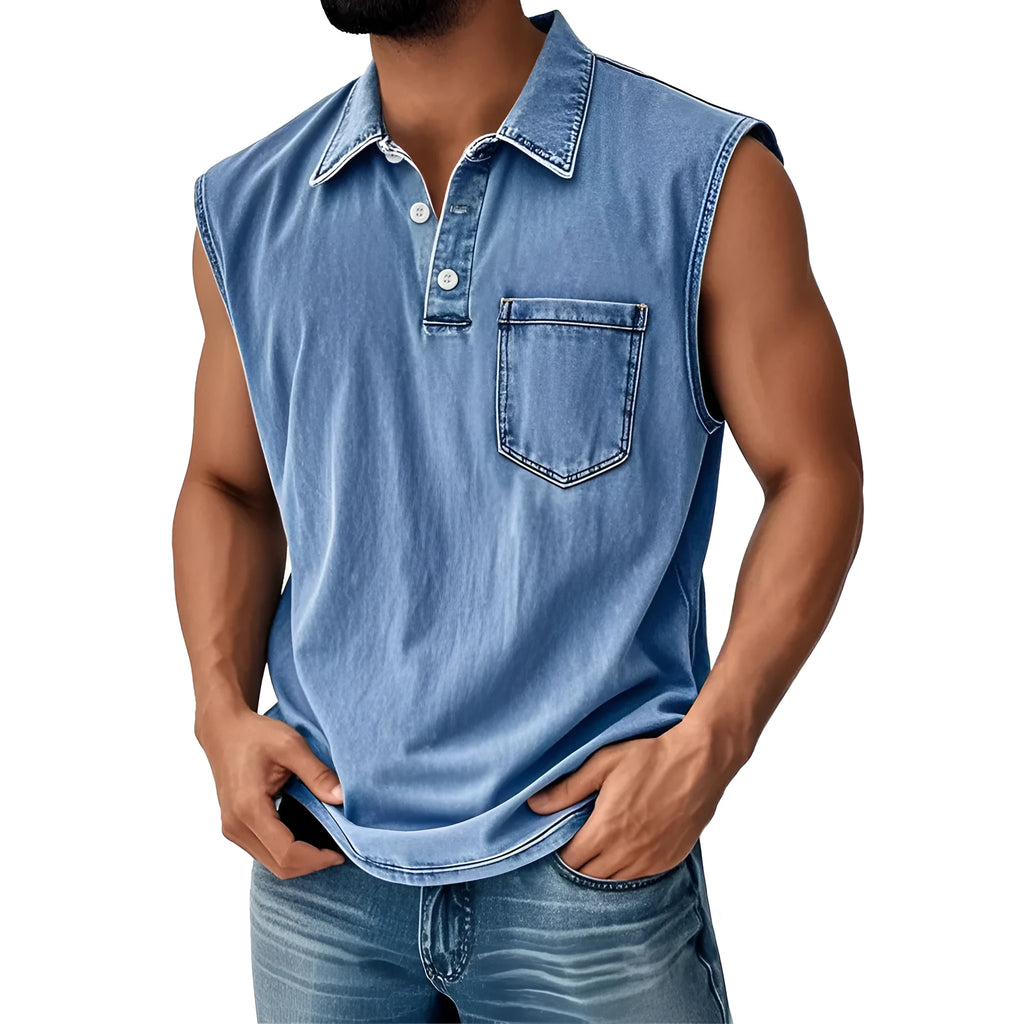 Men's polo shirt with 3D digital printing design, button front, and short sleeves in loose fit