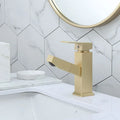 Brushed gold square pull faucet with brass construction and pull-out spout for kitchen sink hot and cold water