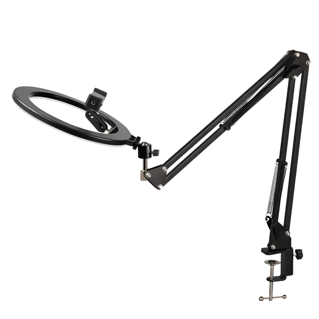 Lazy mobile phone bracket on desktop with cantilever tilt for multi-angle shooting