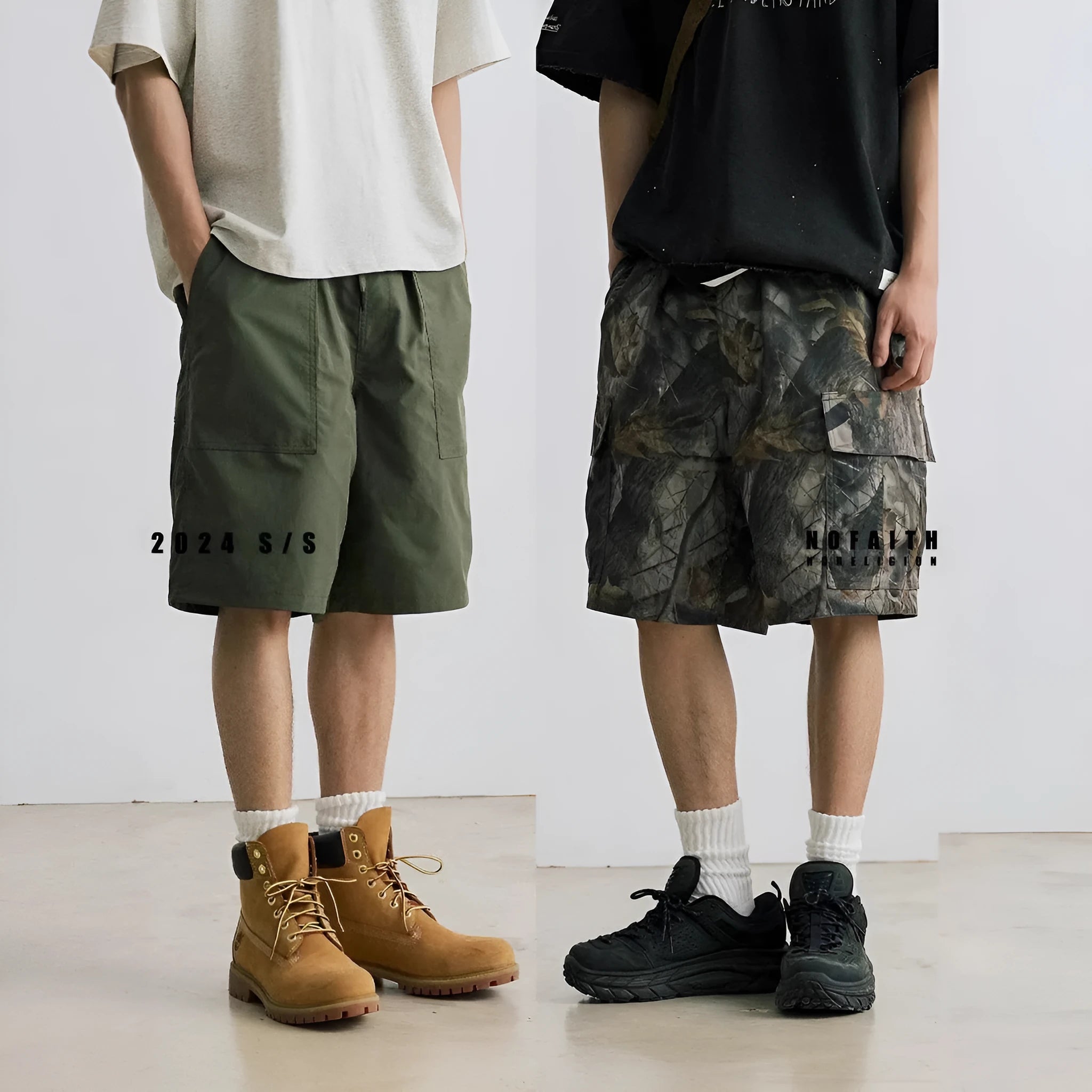 Loose casual straight-leg denim shorts in black on a hanger, showing mid waist and zip fly.