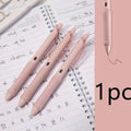 Macaron press gel pen with 0.5mm fine tip in smoked brown colour option showing writing sample