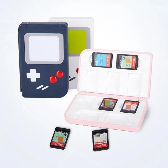 ZONSK Nintendo Switch game card storage box in blue, pink, and white colour options