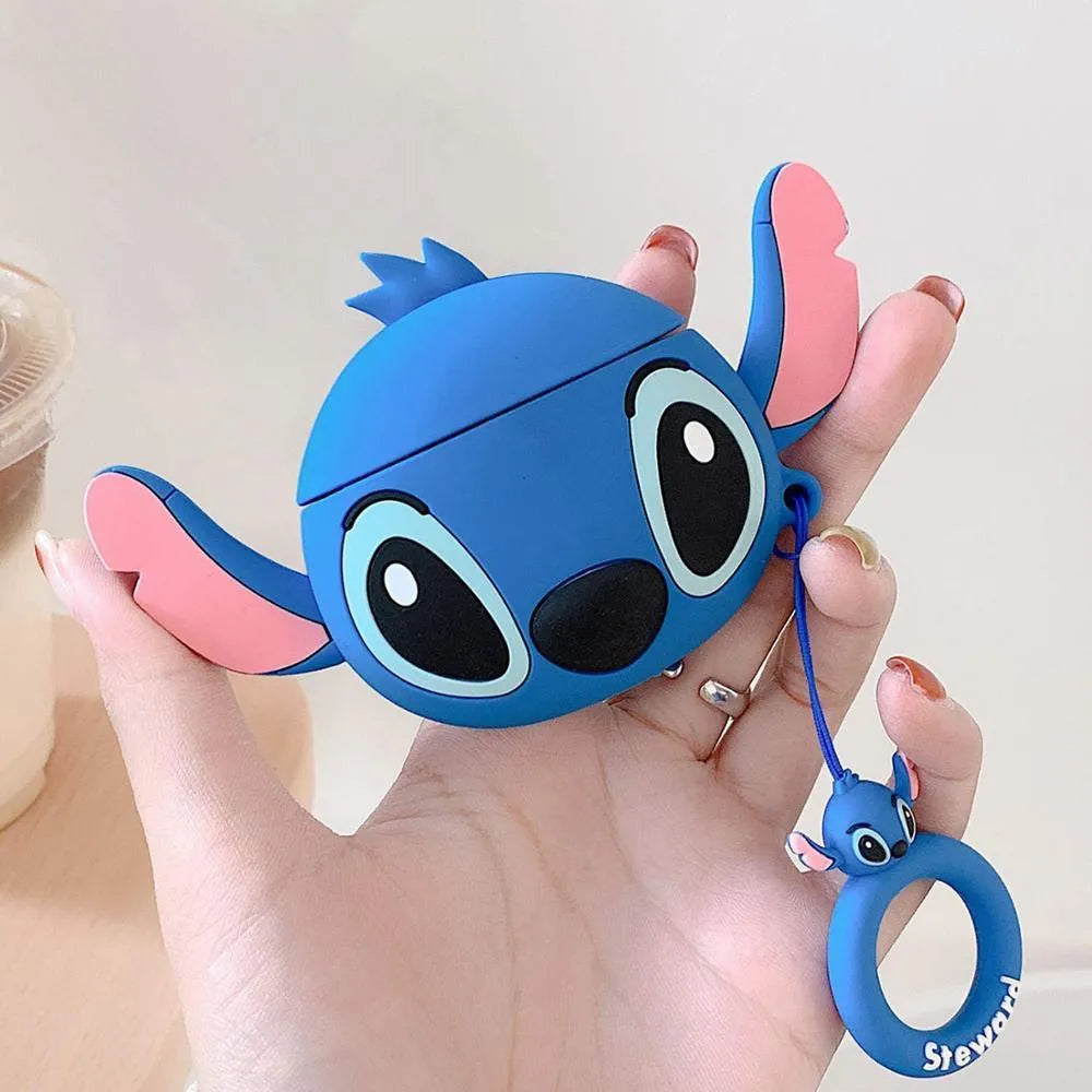 Cartoon silicone protective flip-case for AirPods 2 earphones in various animal and fruit designs