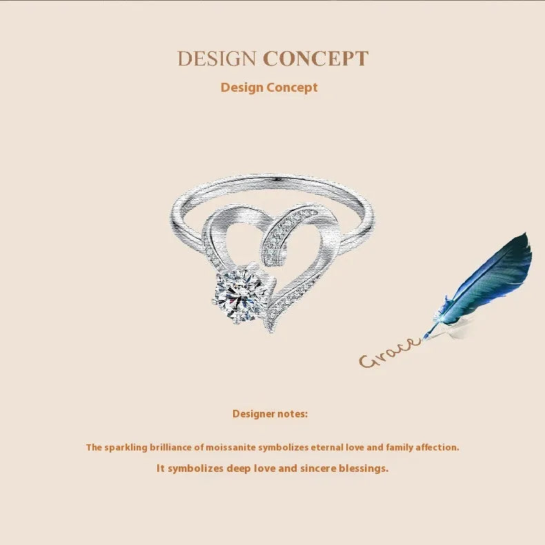Heart-shaped electroplated ring for women, US sizes 6, 7 and 8, 0.5ct certificate colour option