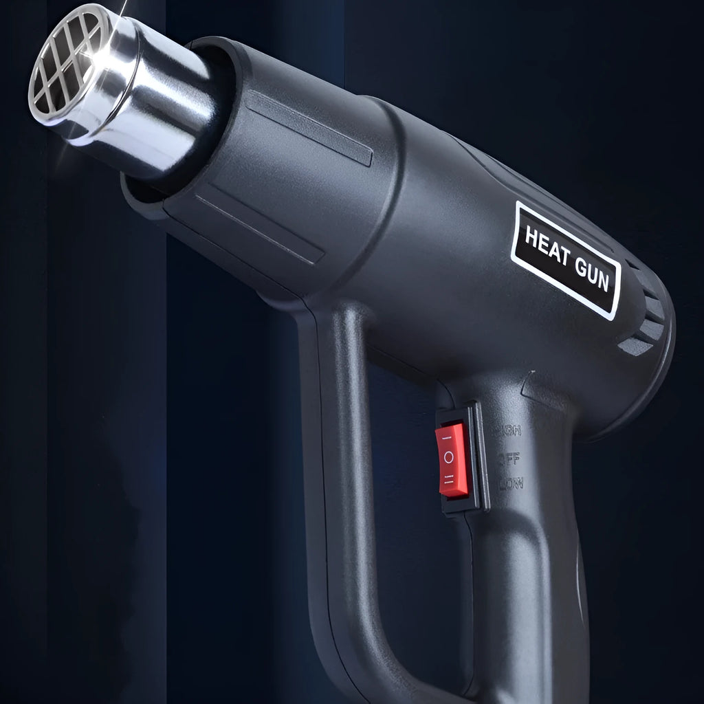 Black and silver 2000W industrial hot air tool with grid air outlet and thermal grip.