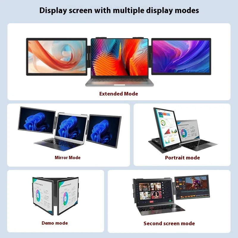 14-inch black portable monitor with IPS display and USB HDMI cables for laptop dual-screen setup