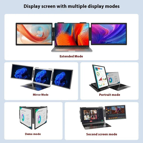 14-inch black portable monitor with IPS display and USB HDMI cables for laptop dual-screen setup