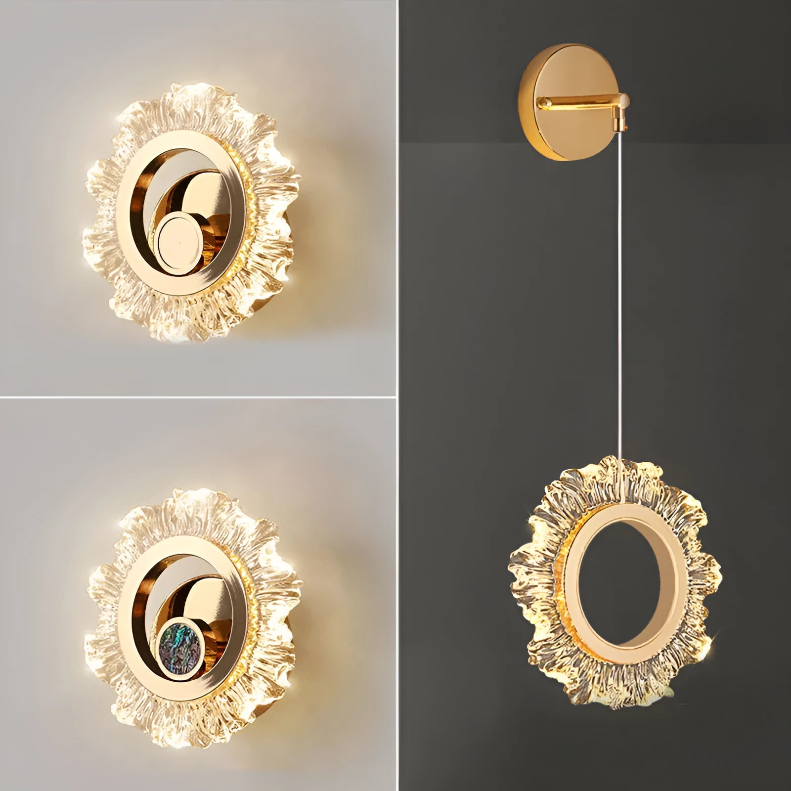 Minimalist wall lamp with acrylic shade and adjustable tricolor lighting for modern bedrooms