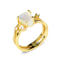 S925 sterling silver ring with an irregular triangle moonstone in a choice of gold-tone plating.