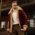 Mens military fleece winter jacket with fur collar and multiple pockets, black colour, straight cut medium length