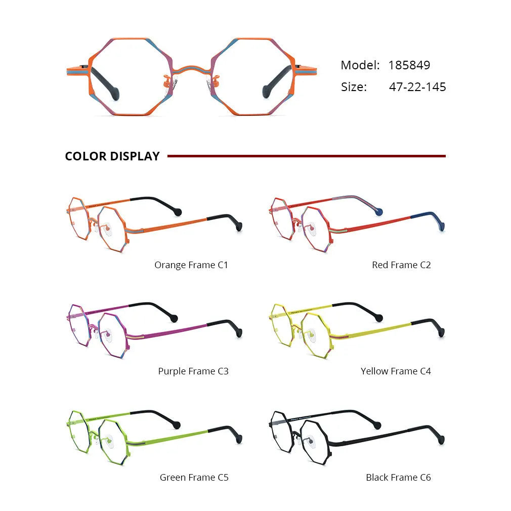 Women's ultra-light pure titanium myopia glasses in multicolour frames, original line design for adults