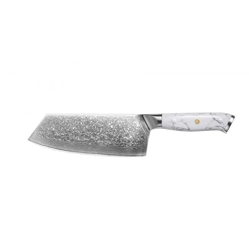 Damascus steel chef's knife with 21cm VG10 blade measuring 32cm total length