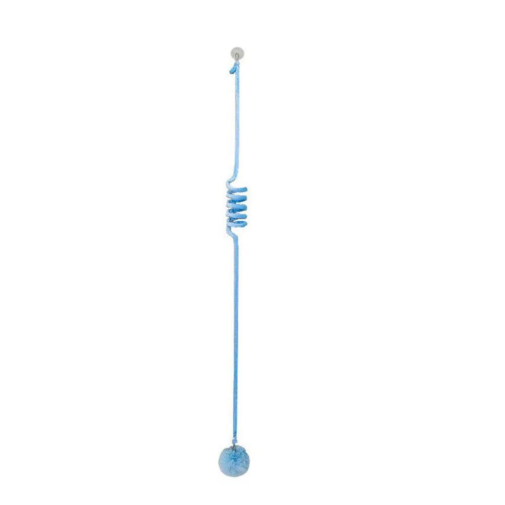 Hanging cat toy set with suction cup, colourful inflatable ball, and bell stick for kitten play.