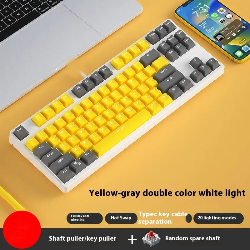 87-key wired mechanical keyboard with two-colour backlighting and hot-swappable switches
