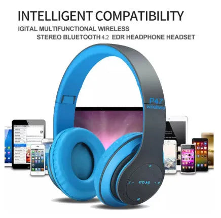 P47 wireless gaming headset in black with Bluetooth connectivity, over-ear design