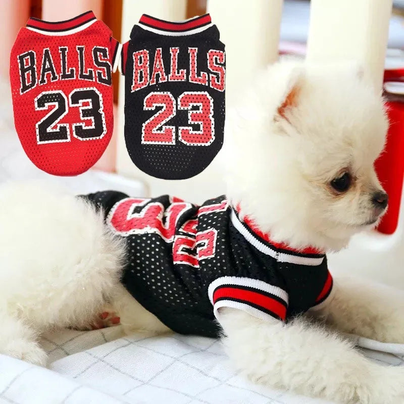Black and red casual polyester dog sweatshirt vest for sizes S M L XL XXL.