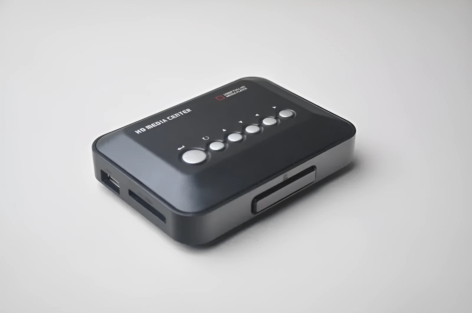 HDTV video player 1080P with USB, SD card slot, HDMI and AV outputs, and remote control
