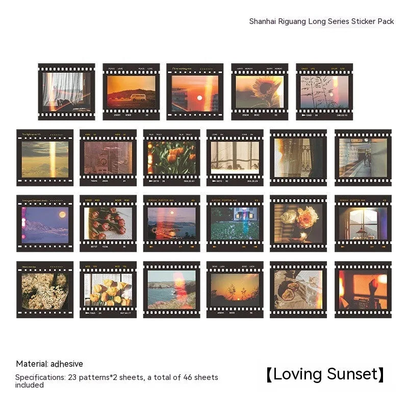Nordic style mountain and sea decorative stickers in square 44mm size with non-drying adhesive