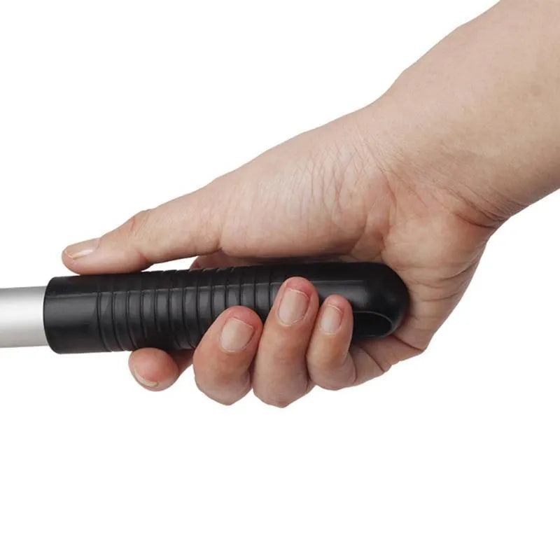 Black telescopic car windscreen cleaning brush with aluminium alloy rod, 180 degree rotating head and fibre cover, 15 x 10cm scraper