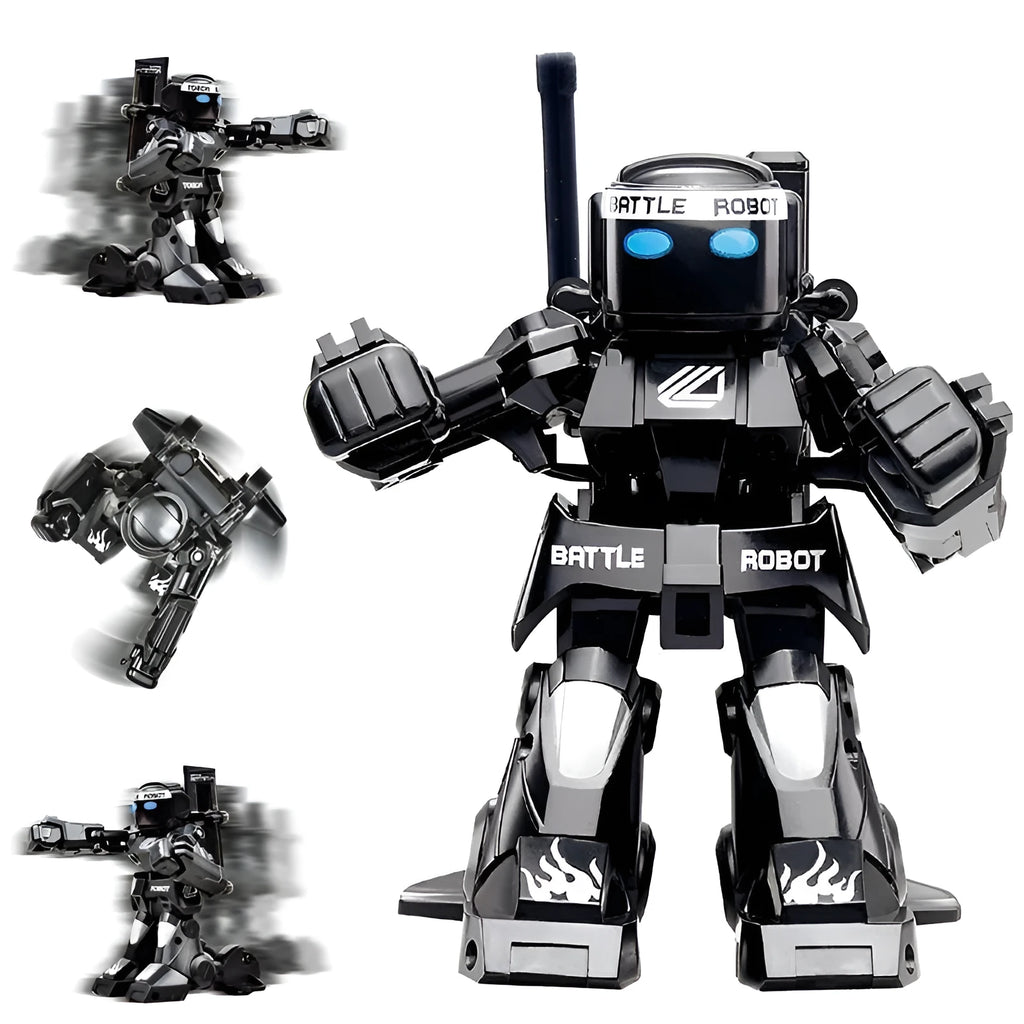 Mini RC battle robot 777-615 with remote control, sound and light effects, plastic body, 7x6.5x9.5cm