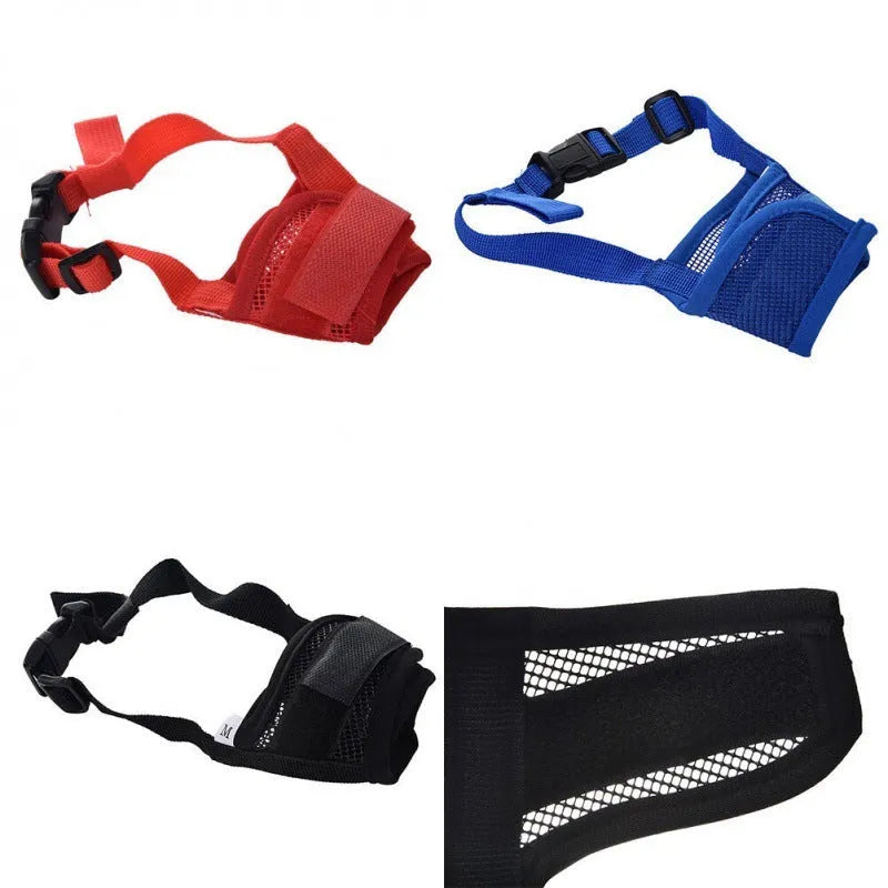 Adjustable plastic dog muzzle in basket design available in multiple colours for safety and behavioural control