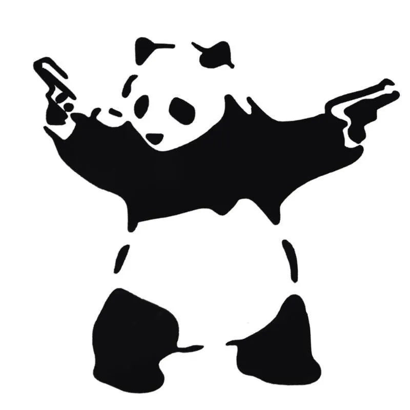 Outdoor sports panda reflective car sticker black PET material 10x10cm cartoon decal
