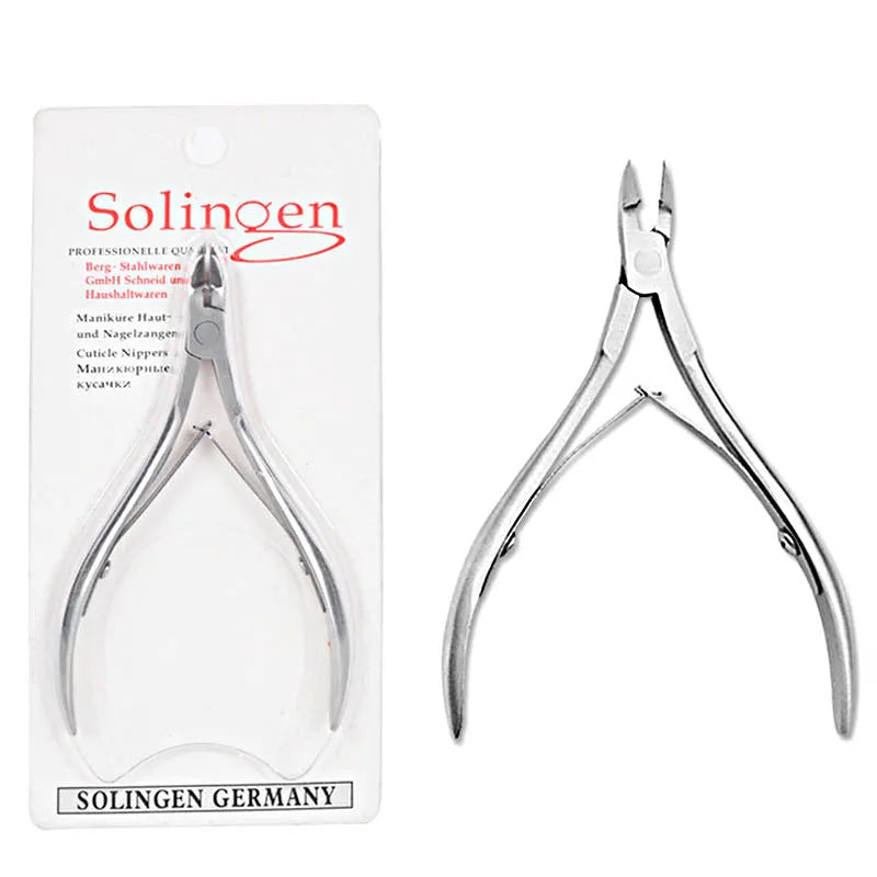 Silver stainless steel nail beauty pliers for manicure and pedicure grooming.