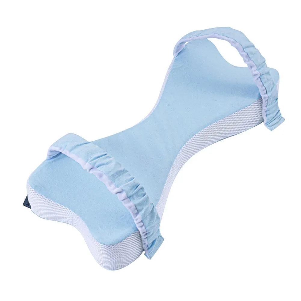 Memory cotton side sleeping knee pillow 70x37x9cm in light blue and light grey with pure cotton cover
