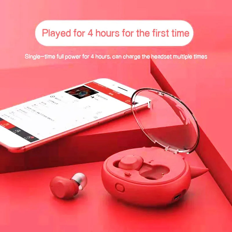 Wireless Bluetooth headset 5.0 stereo earplugs in black pink red with battery display