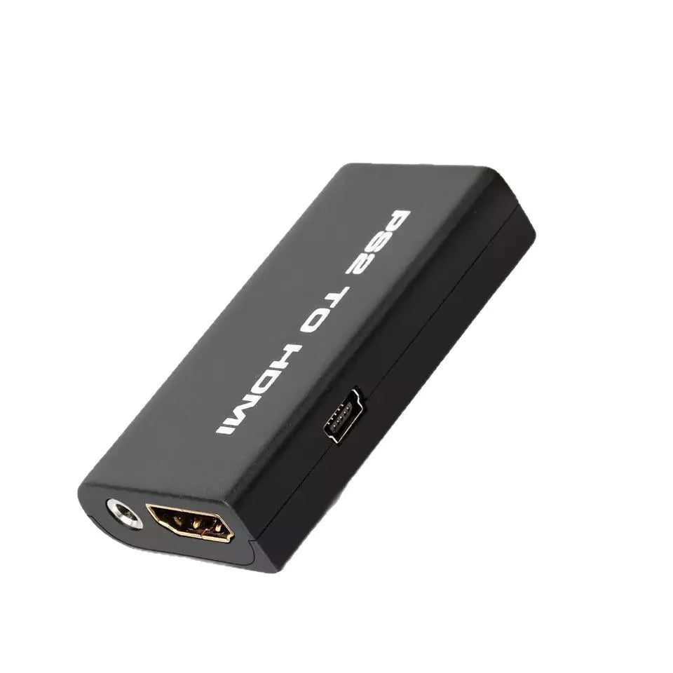 Black PS2 to HDMI audio-video converter with PS/2 interface and HDMI output port