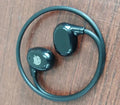 Ear hook OWS Bluetooth headset in black with compact ABS body and over-ear design