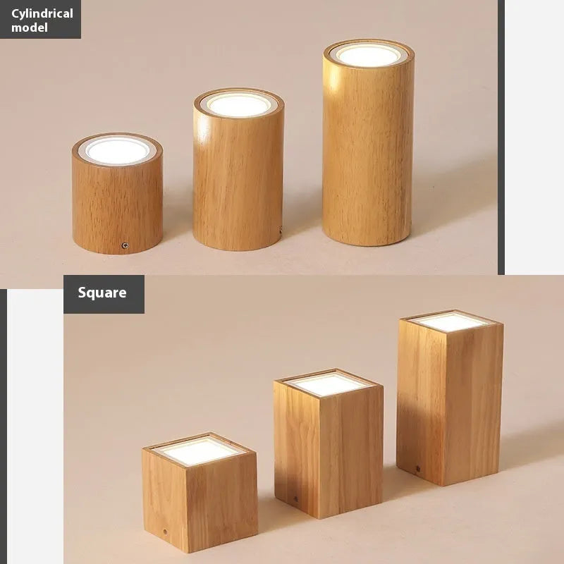 Modern simple solid wood surface mounted downlight in wood colour round shape for corridor