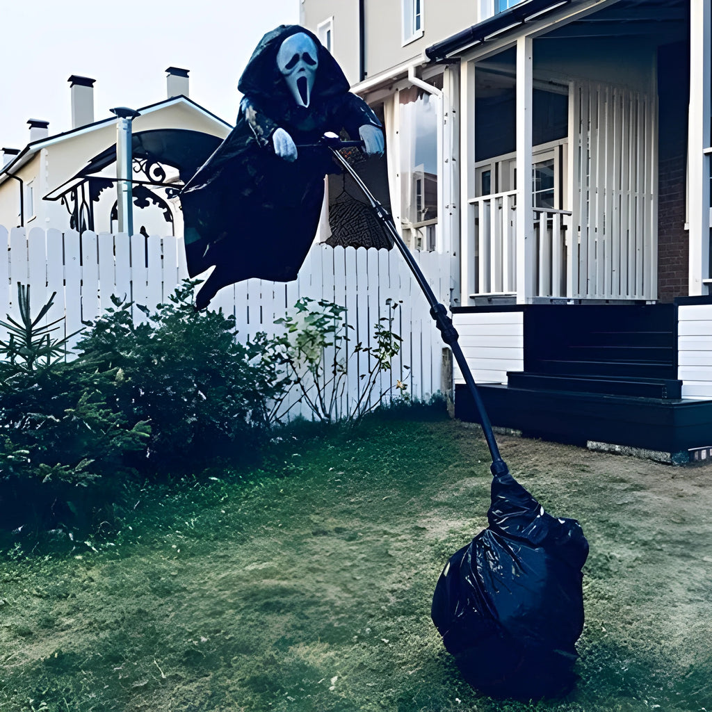Plastic skull screaming scarecrow Halloween decoration 70x40cm